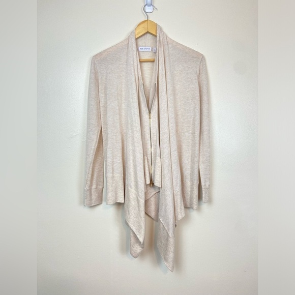 525 AMERICA ZIP FRONT DRAPEY CARDIGAN CASHMERE BLEND QUIET LUXURY - Picture 3 of 10